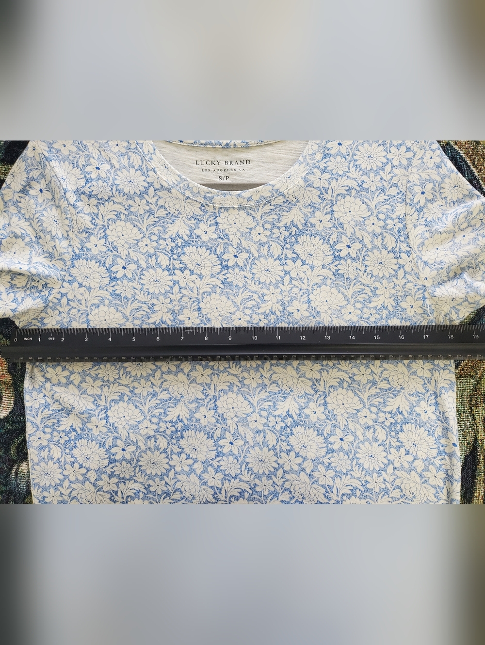 Lucky Brand Light Blue and White Floral Tee - Picture 3 of 3